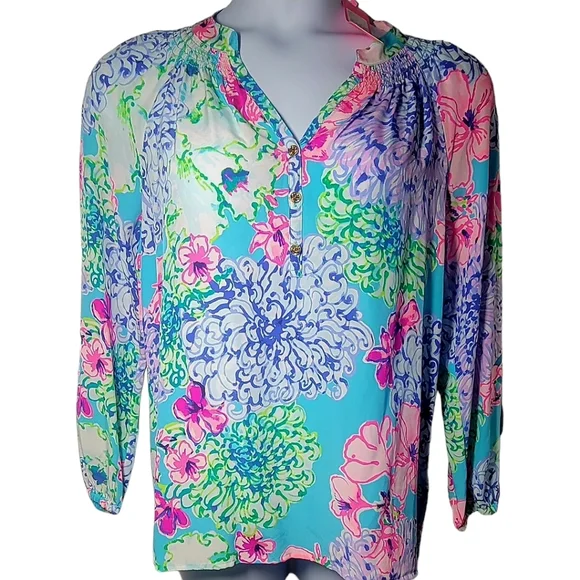 RARE Lilly Pulitzer Silk Elsa Size M in Special Delivery - Picture 2 of 4